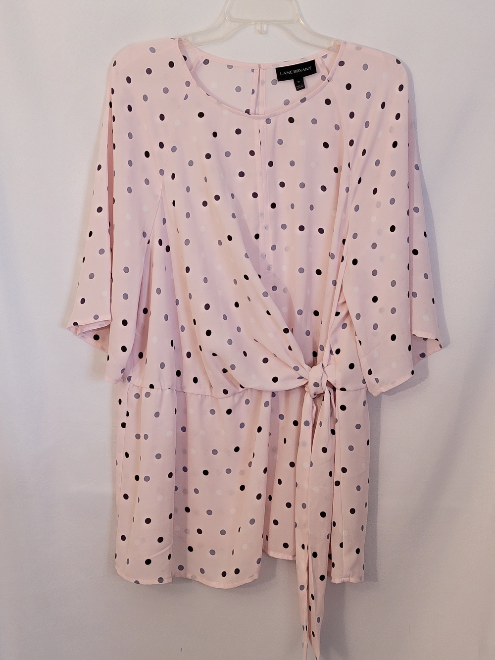 Lane Bryant Pink Polka Dot Wrap Tunic with Side Tie Size 18